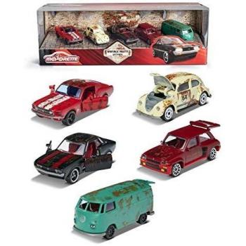 Majorette - Set de 5 coches de metal estilo Vintage Rusty, ruedas giro libre, piezas móviles