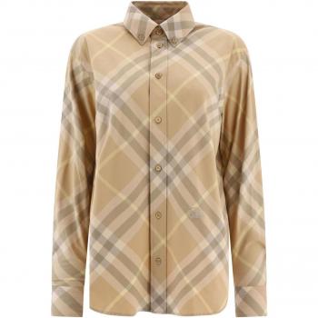 Burberry Women's Check Cotton Shirt in Beige | Size 8 | 8083594