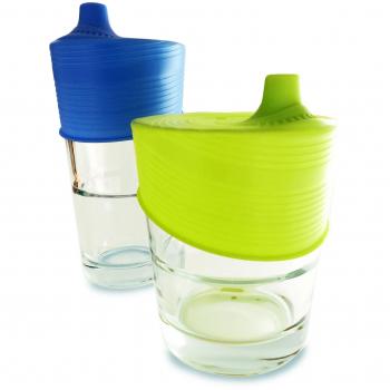 GoSili Silikids Siliskin Silicona Sippy Tops, azul/lima