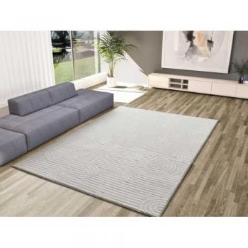 Alfombra Geométrica de Interior con Relieve en Crema - Estilo 23062 (60x110, 80x150, 120x170, 160x230, 200x290 cm)