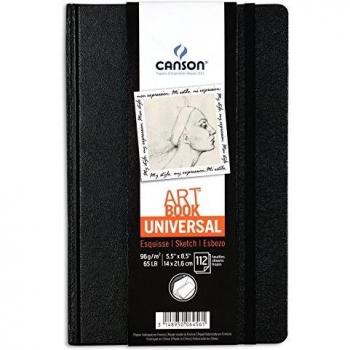 Canson Art Book Universal Cuaderno de Dibujo, Negro, 14 x 21.6 cm