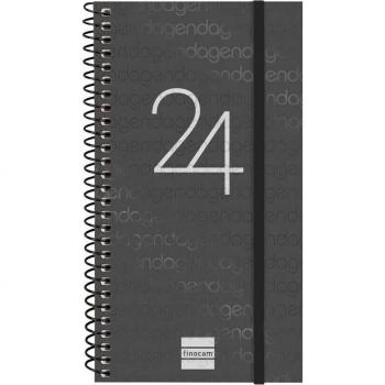 Finocam - Agenda 2024 en Catalán Espiral Year E9 Negro Semana Vista Horizontal Enero-Diciembre (12 meses) 94x171mm