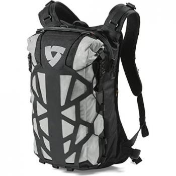 Rev'it! Backpack Barren 18L H2O - Mochila para moto, capacidad de 18 litros, impermeable, diseño negro y gris claro, tamaño único