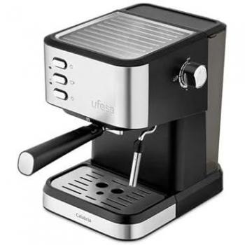 Cafetera Express Ufesa Calabria, 15 bares de presión, sistema de calentamiento rápido, depósito de agua extraíble de 1.5 litros, función cappuccino y vaporizador para leche, bandeja calienta tazas y diseño