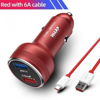 Cargador de Coche USB Doble One Plus Warp Dash con Cable 30W Carga Rápida para OnePlus Nord 8, 7T, 7 Pro, 6T y 5T