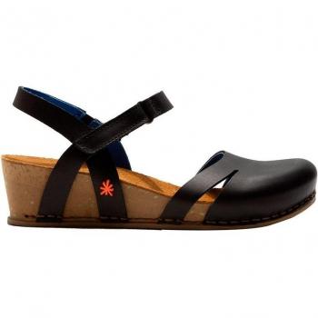 Art Sandalias de Mujer Grass Waxed Black I Live con Cuña y Autocierre