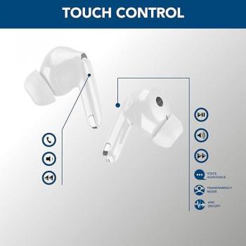 Auriculares Inalámbricos True Wireless Stereo (TWS) Cellular Line Eclipse con Tecnología ANC y ENC, Bluetooth, Custodia de Carga, 18 horas de Autonomía, Color Blanco