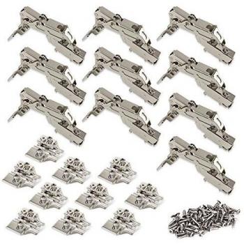 Emuca 1013207 Pack de 10 bisagras de cazoleta Ø35mm 165° cierre suave para puerta arremetida y suplementos Euro con regulación excéntrica