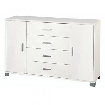 Aparador Bianco Fiammato con 2 Puertas y 4 Cajones, Dimensiones: 136x41x86 cm