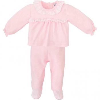 Conjunto de bebé niña en color rosa de camiseta y polaina