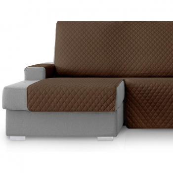 Protector Cubresofá Chaise Longue Marrón con Modelo Rombos