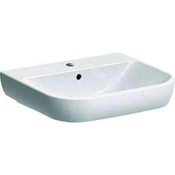 Lavabo Geberit Smyle 55x48cm, con agujero para grifo y rebosadero, color blanco