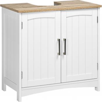 Mueble para Debajo del Lavabo Armario de Suelo para Baño de Madera Estilo Moderno 60x30x60 cm Blanco