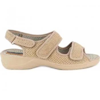 Sandalias de Mujer Doctor Cutillas Marrón con Velcros, modelo 21739, Zapatilla Casa con Tiras Velcro Ancho para Mujer