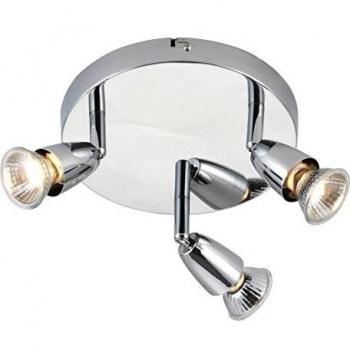 Plafón regulable Amalfi de 3 bombillas en acero cromo con casquillo GU10