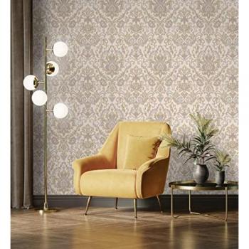Papel Pintado Vinílico Damasco Lujoso con Efecto Textura de Tela Tejida en Relieve - Darinka 676406 - Rollo de 10 m x 1,06 m