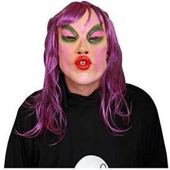 Máscara de mujer con pelo de color púrpura