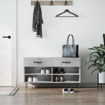 Banco zapatero de madera de ingeniería 102x35x55 cm en color gris hormigón, gris sonoma y marrón roble