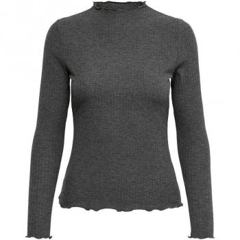 Camiseta Only Emma High Manga Larga Gris para Mujer