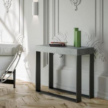Consola Extensible Elettra Premium 90x40/300 cm Cemento con Estructura Antracita