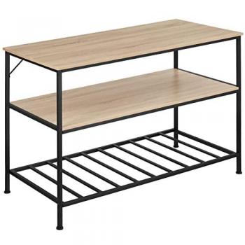 Estantería para cocina Akeley, estante de almacenamiento estilo industrial con tres estantes, tableros de madera aglomerada con vetas efecto madera y protector de melamina, estructura estable de acero con revestimiento en polvo