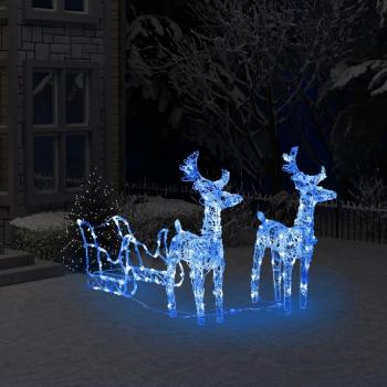 Reindeers & Sleigh Christmas Decoration with 160 LEDs and 130 cm Acrylic