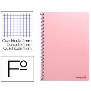 Cuaderno Espiral Liderpapel Folio Smart Tapa Blanda 80h 60gr Cuadro 4mm con Margen Color Rosa
