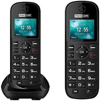 Teléfono Inalámbrico DECT MaxCom MM35D con Altavoz y 500 Entradas, Color Negro