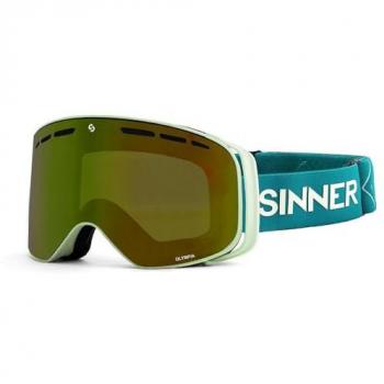 Sinner Olympia Matte Mint Green Gafas de Ventisca, Máscara Esquí Olympia, Sinner Olympia-Matte Light Mint-Double Full Gold-Green Mirror Vent-Cat. S3 Gafas de Sol, Adultos Unisex