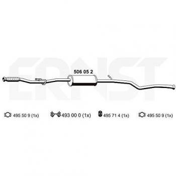 Silenciador intermedio ERNST 506052 para PEUGEOT 206 3/5 puertas