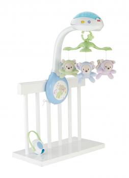 Fisher-Price Móvil Ositos Voladores - Producto para Bebés - 3 Opciones de Sonido - Con 3 Ositos - Control Remoto - Regalo para Bebés de 0+ Meses