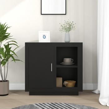 Aparador de Madera Moderno 80x40x75 cm, Mueble de Almacenaje para Salón con Puertas y Cajón, Armario Auxiliar Negro