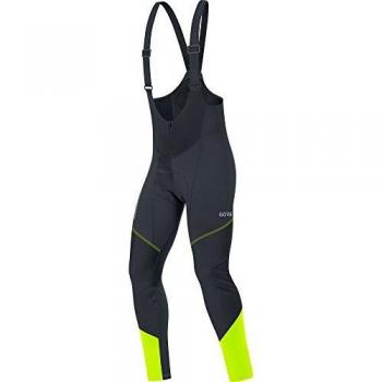 GORE Wear Windproof Men's Bicycle Bib Short, With Seat Insert, C3 GORE WINDSTOPPER Bib Tights+, S, Black/Neon Yellow, 100337