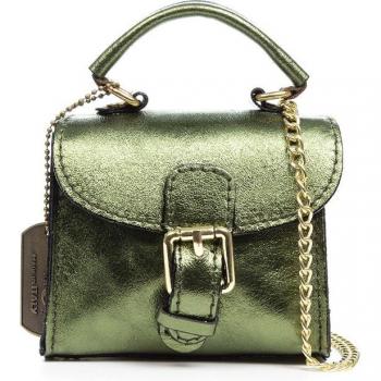 Mini bolso de mano y bandolera Annicco de piel auténtica gamuza lacada - Vera Pelle Italiana