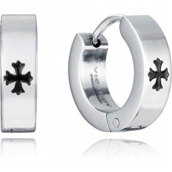 Pendientes de hombre Viceroy Beat de aro en acero con cruz de motivo en Ip negro - Modelo 14142E01000
