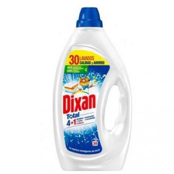 Dixan Detergente Gel Total 4+1 30 Dosis para Ropa Blanca y Clara, con Limpieza Profunda y Frescor Duradero