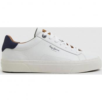 Pepe Jeans Yogi Original White Leather Sneakers for Men - Casual Lace-Up Trainers