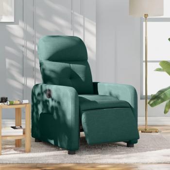 Sillón Reclinable Eléctrico de Tela Verde Oscuro con Respaldo y Reposabrazos Ajustables