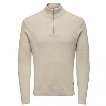 Sudadera Beige Regular Fit con Media Cremallera para Hombre Only & Sons Phil