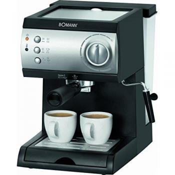 Bomann 601841 Cafetera Espresso de 15 Bares de presión, 1,5 litros, 1050W, 1050 W, 1.5 litros, Negro y plata