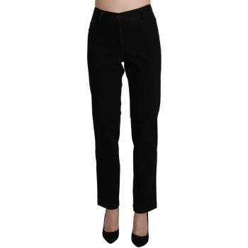 BENCIVENGA Black High Waist Straight Casual Trouser Pant - IT46|XL, Slim-fit, Female, Size: L