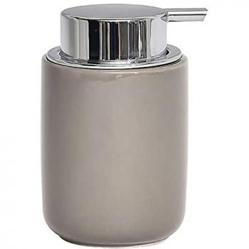 Dispensador de jabón TENDANCE liso redondo de 235ml en dolomite topo, Ø8,3x13,1 cm disponible en blanco, negro, gris y marrón