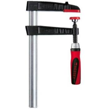 Bessey TG80S12-2K - Tornillo de apriete con mango bicomponente, capacidad de sujeción de 800 kg, longitud máxima de apertura de 120 mm, diseño ergonómico para un mejor agarre