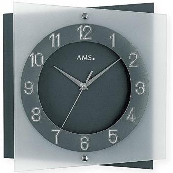 Reloj de Pared AMS 9323 - Analógico, 31 cm, Color Gris Anticrítico