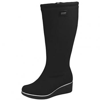 DOCTOR CUTILLAS 64818 Botas altas impermeables con cuña y plataforma, cremallera, suela de goma para señora color negro talla 39