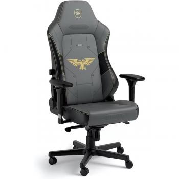Noblechairs HERO Warhammer 40.000 Edition Silla Gaming de Cuero Sintético Gris/Negra, Silla Gaming ergonómica, diseño inspirado en Warhammer 40k, tapizado en cuero sintético de alta calidad
