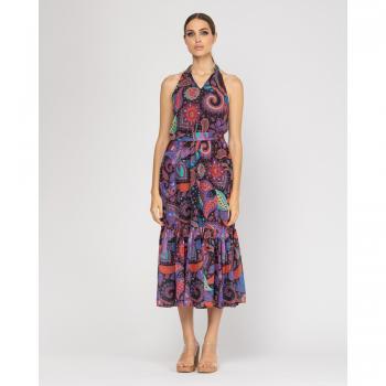 Vestido midi de halter de cuello redondo Niza