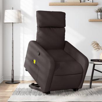 Silla de masaje reclinable de pie de tela marrón oscuro Vidaxl 830824, características: diseño ergonómico, tapizado en tela marrón oscuro, función de masajes con diferentes intensidades y modos, respaldo reclin