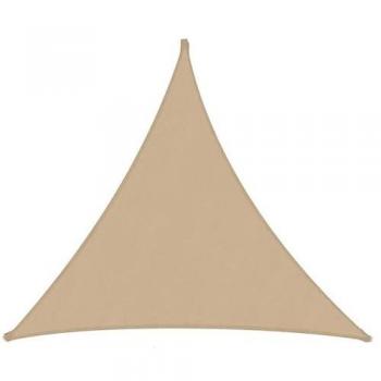 Toldo de Vela Sombrilla Triangular de Poliéster Arena 3,6x3,6x3,6 m
