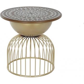 Mesita auxiliar abeto metal 55,5 x 55,5 x 53 dorado